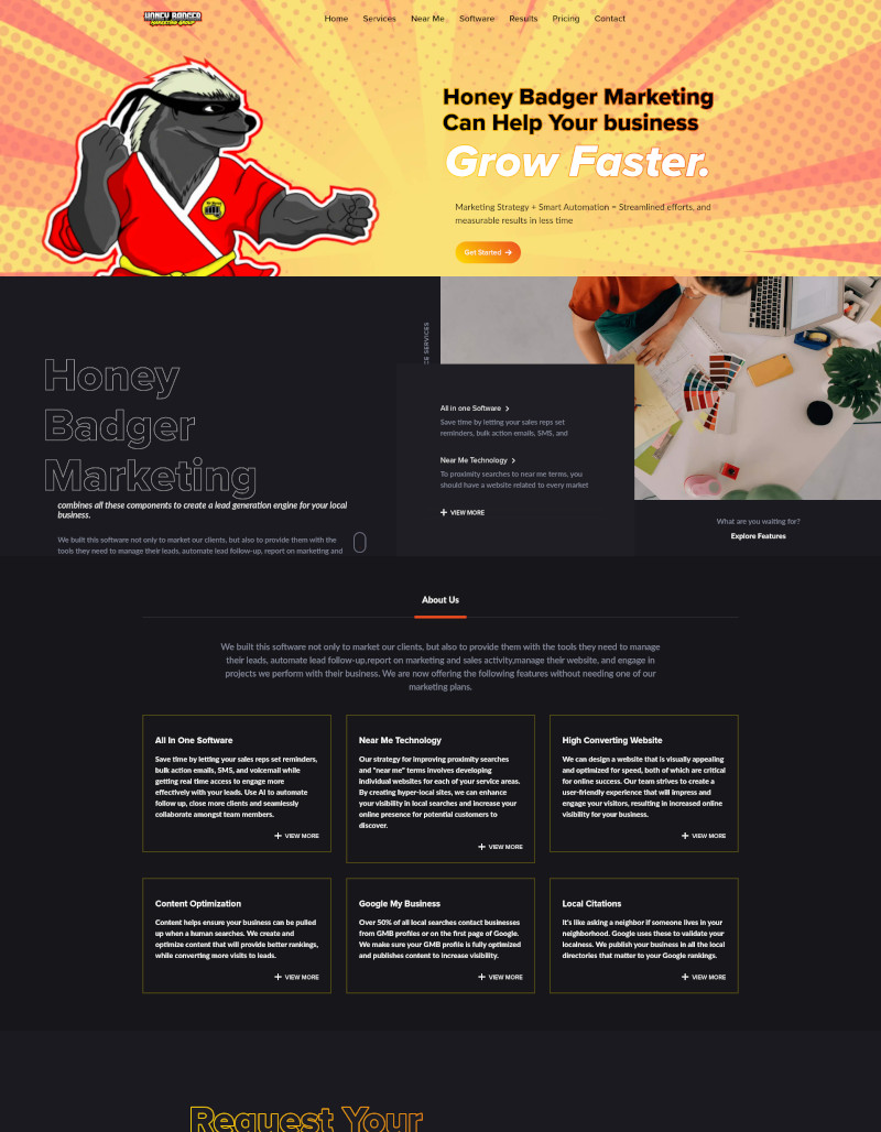 Honey Badger Marketing Website Screenshot