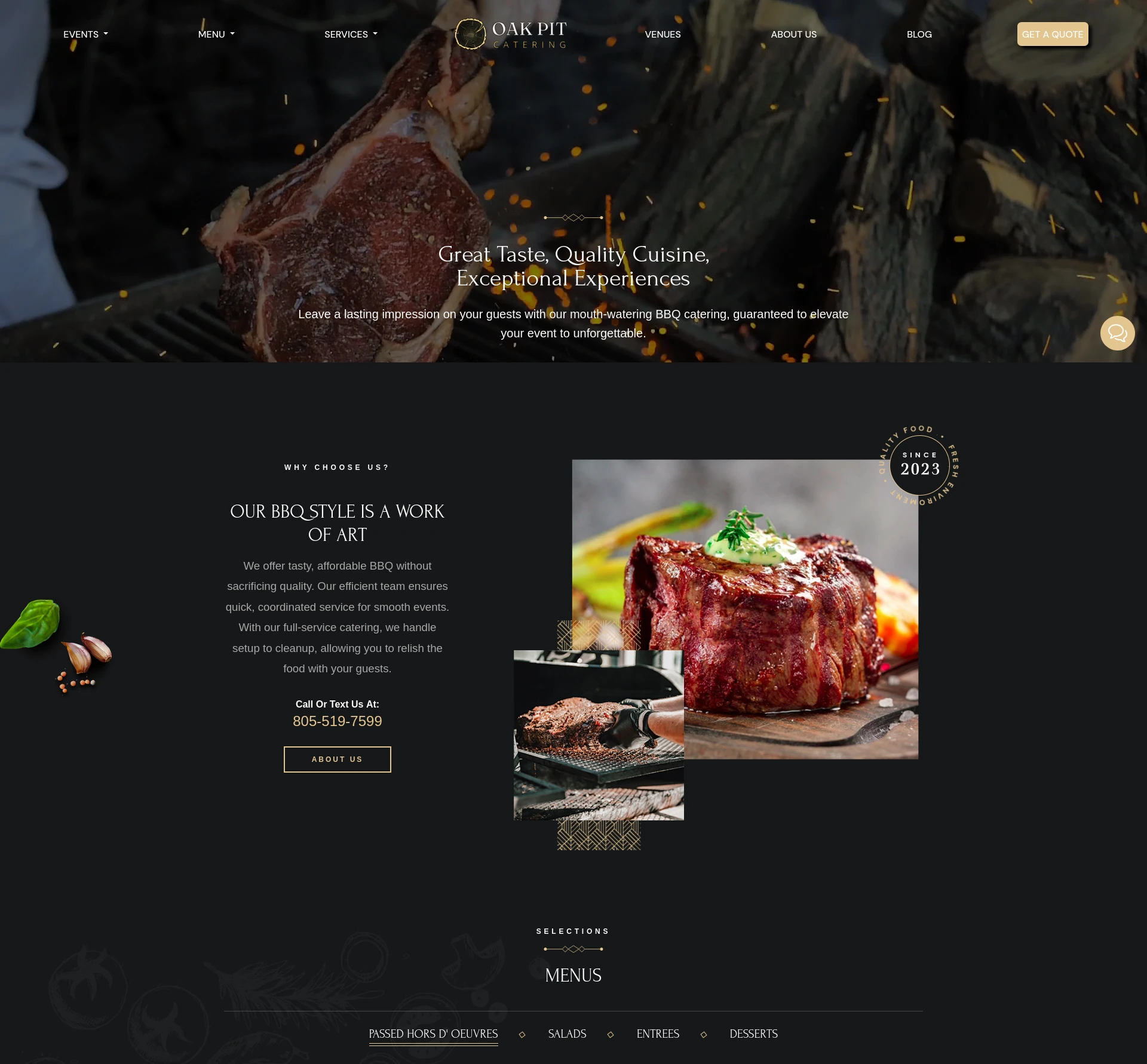 Oakpit Catering Website Screenshot