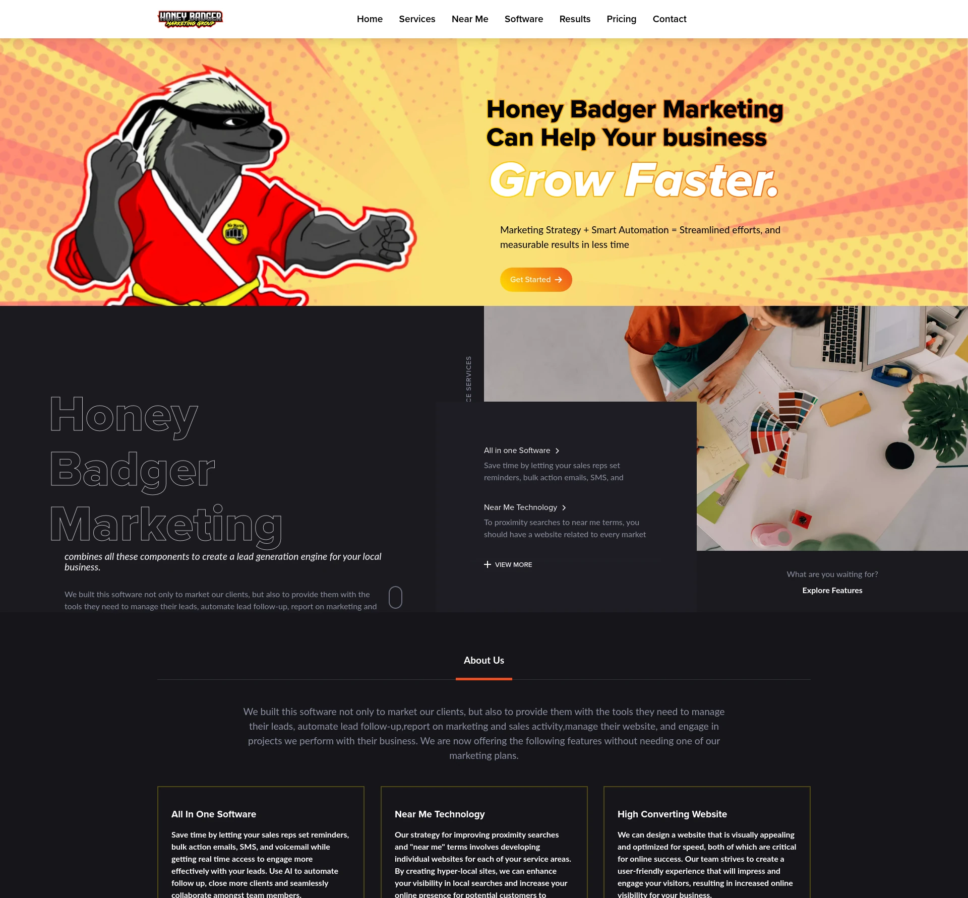 Honey Badger Website Screenshot